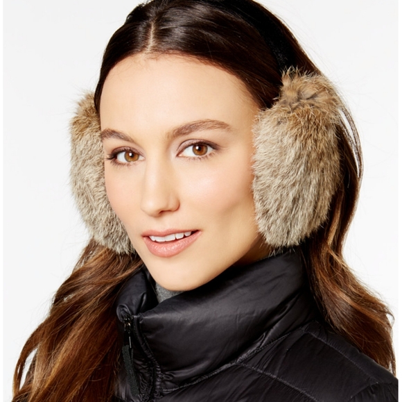 Surell Accessories - New Brown Surell Velvet Band Rabbit Fur Earmuffs